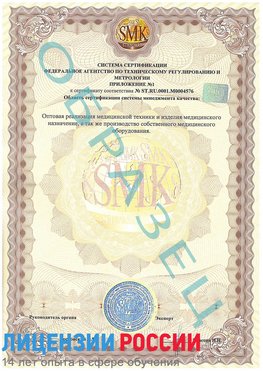 Образец сертификата соответствия (приложение) Пермь Сертификат ISO 13485